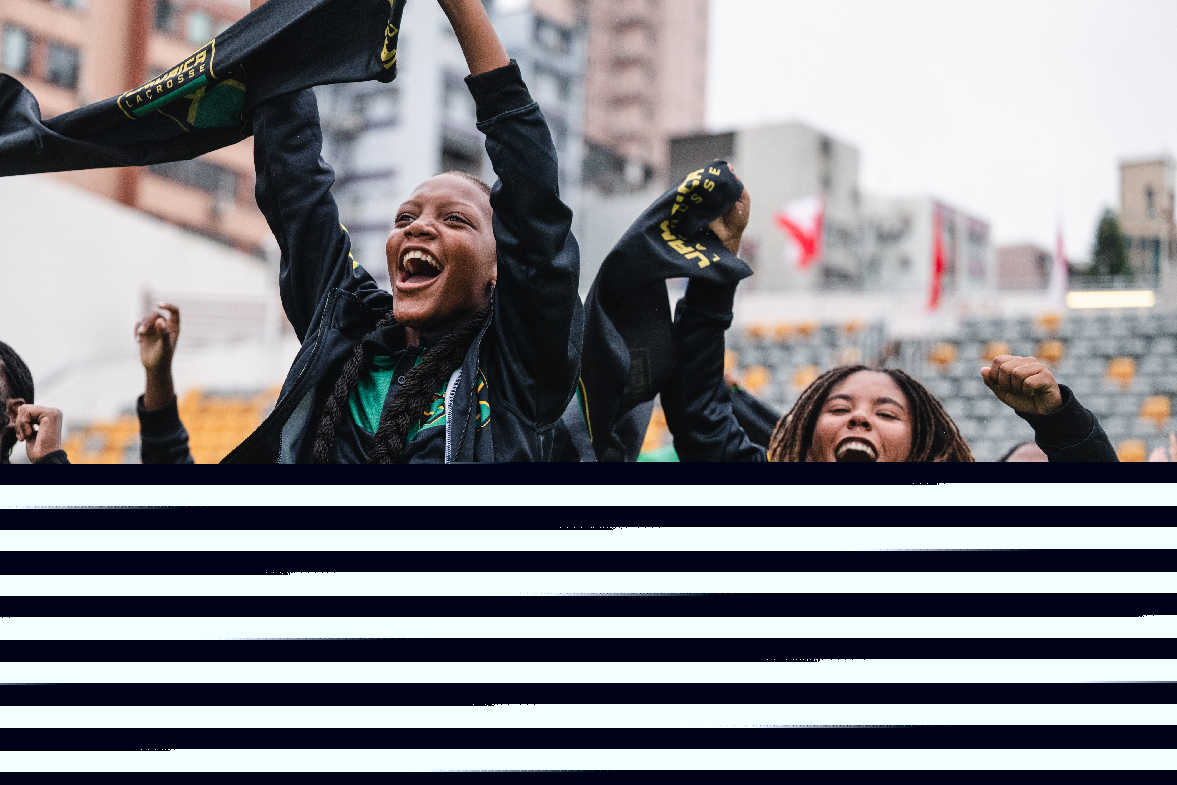 Jamaica’s players take part in the World Lacrosse Women’s U20 Championship’s opening ceremony on Thursday. Photo: HKLAX